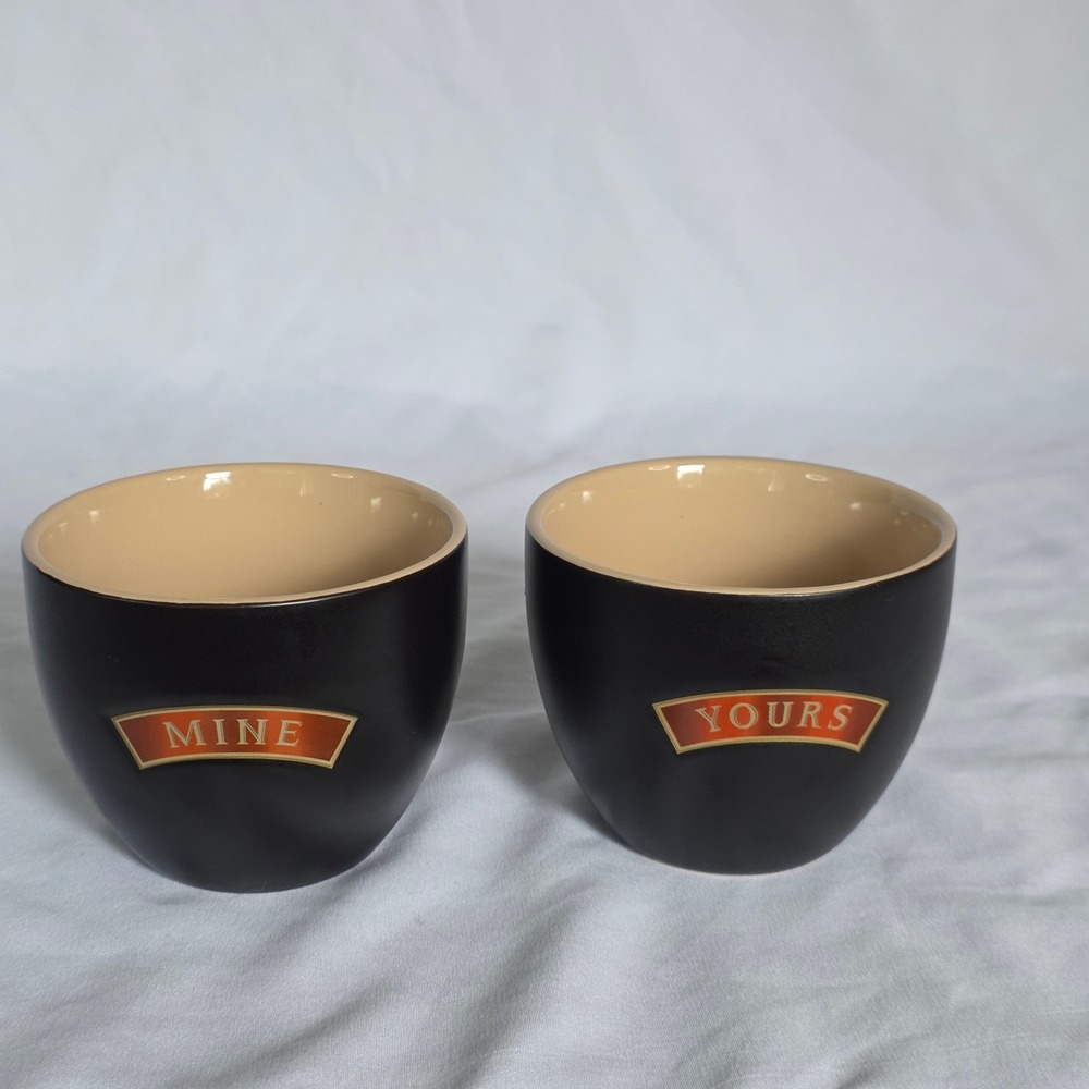 Baileys Irish Cream Mine and Yours Vintage Ceramic Cups Set of 2 Black Tan - Picture 9 of 9